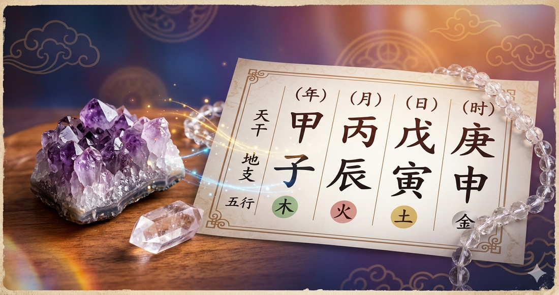 Five Element crystal bracelets matched to a BaZi birth chart by YUANRA