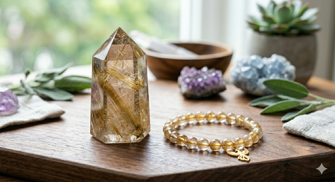 Golden earthy crystal bracelets for the Earth element in BaZi by YUANRA