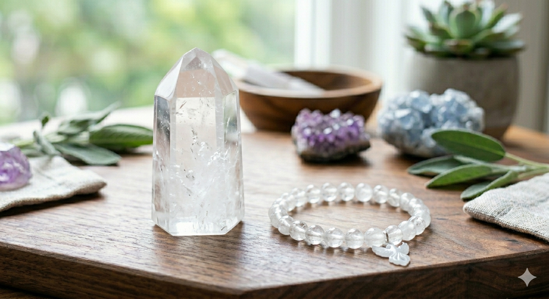 Clear and silvery crystal bracelets for the Metal element in BaZi by YUANRA