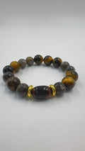 Tiger's Eye & Skeletal Quartz Bracelet – Insight & Power