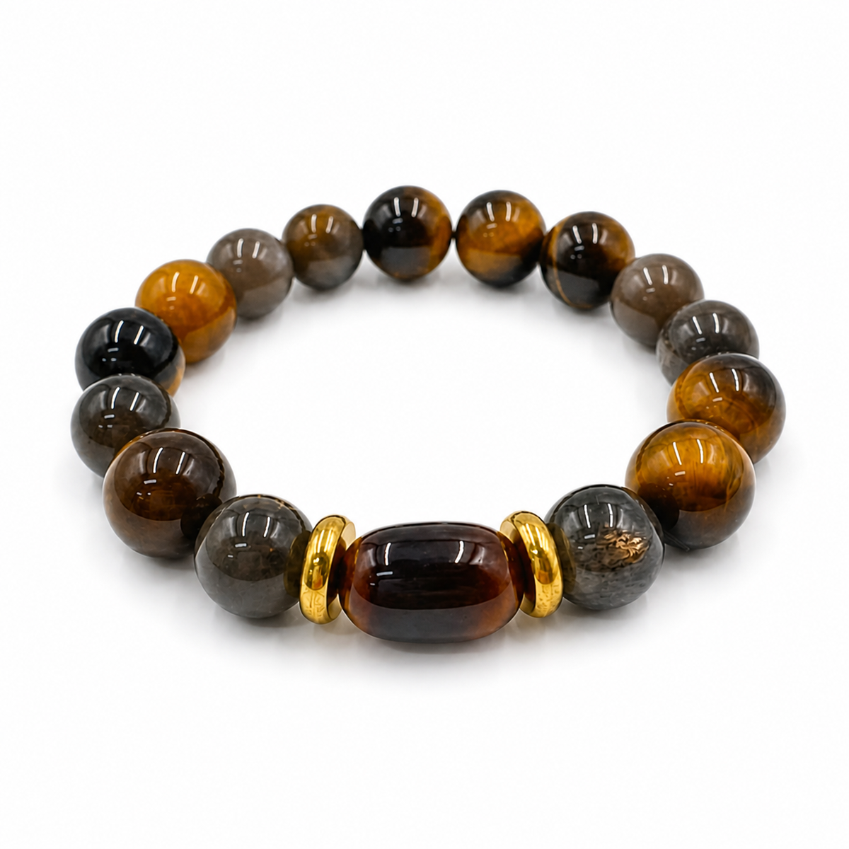Tiger's Eye & Skeletal Quartz Bracelet – Insight & Power