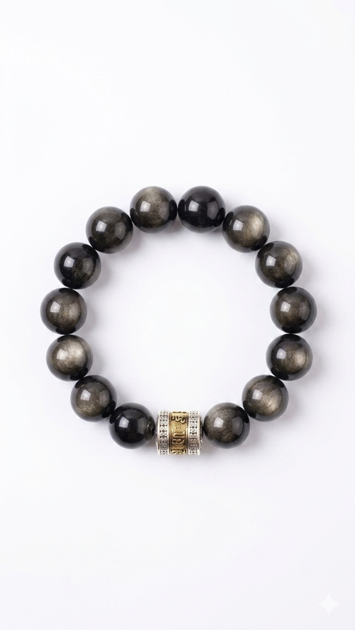 Black Obsidian Protection Bracelet | Silver Sheen · Energy Shield · Aura Cleanse