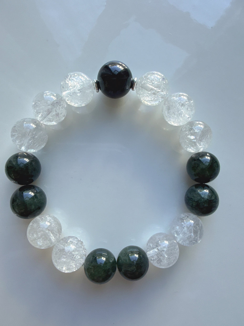 Green Rutilated & Azeztulite Bracelet – Growth & Prosperity