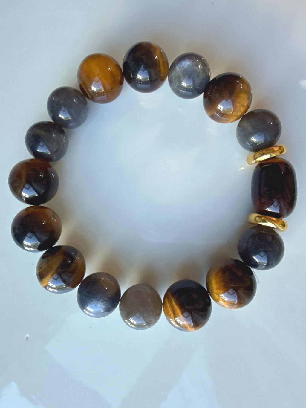 Tiger's Eye & Skeletal Quartz Bracelet – Insight & Power