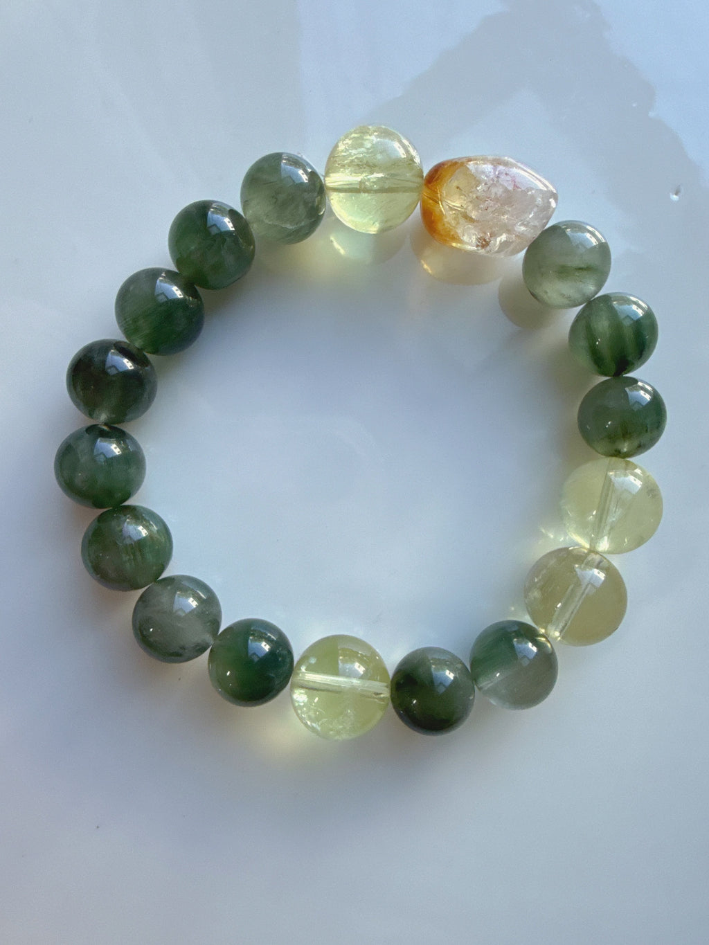 Green Rutilated Quartz & Citrine Bracelet – Abundance & Joy