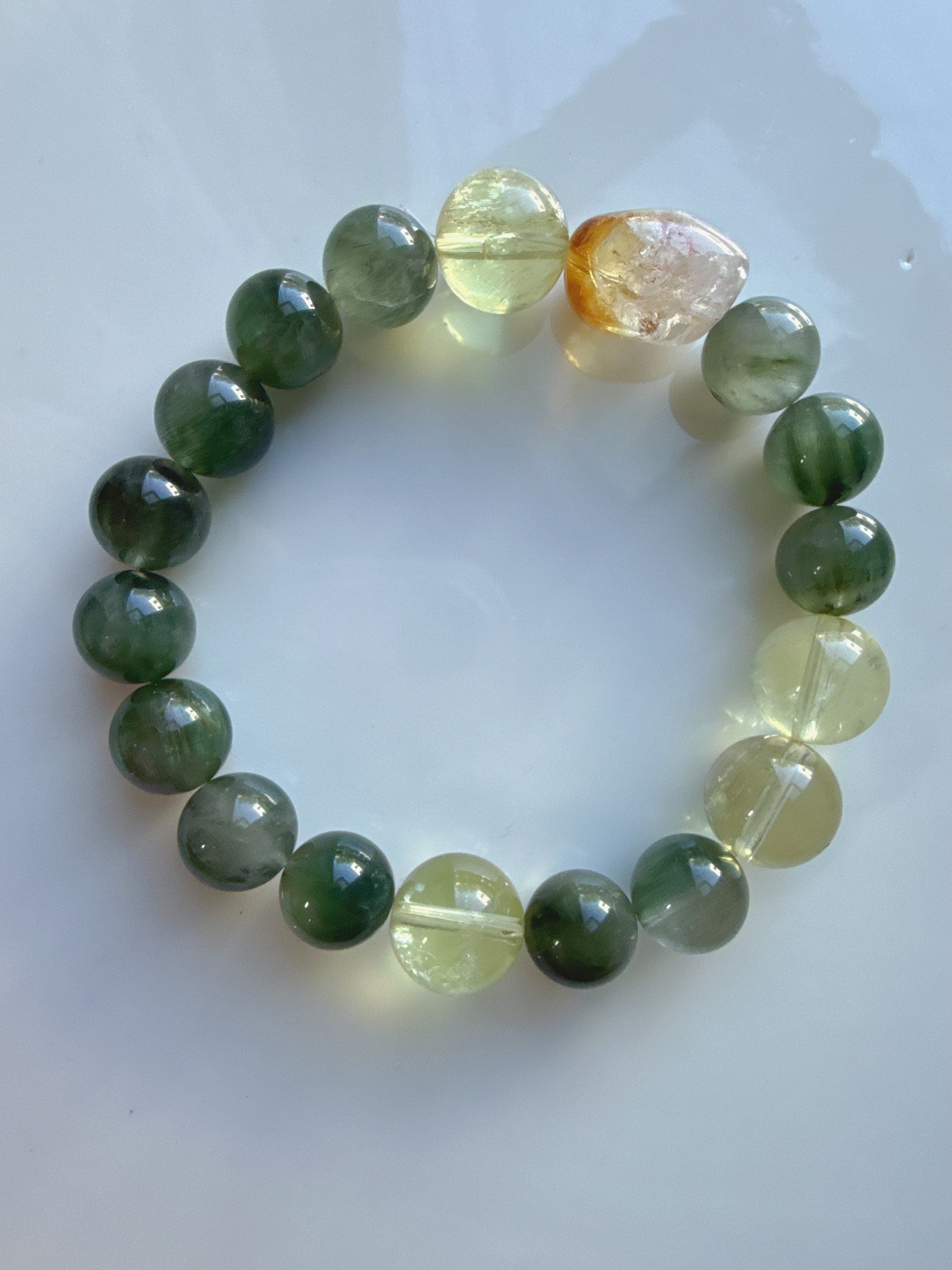 Green Rutilated Quartz & Citrine Bracelet – Abundance & Joy