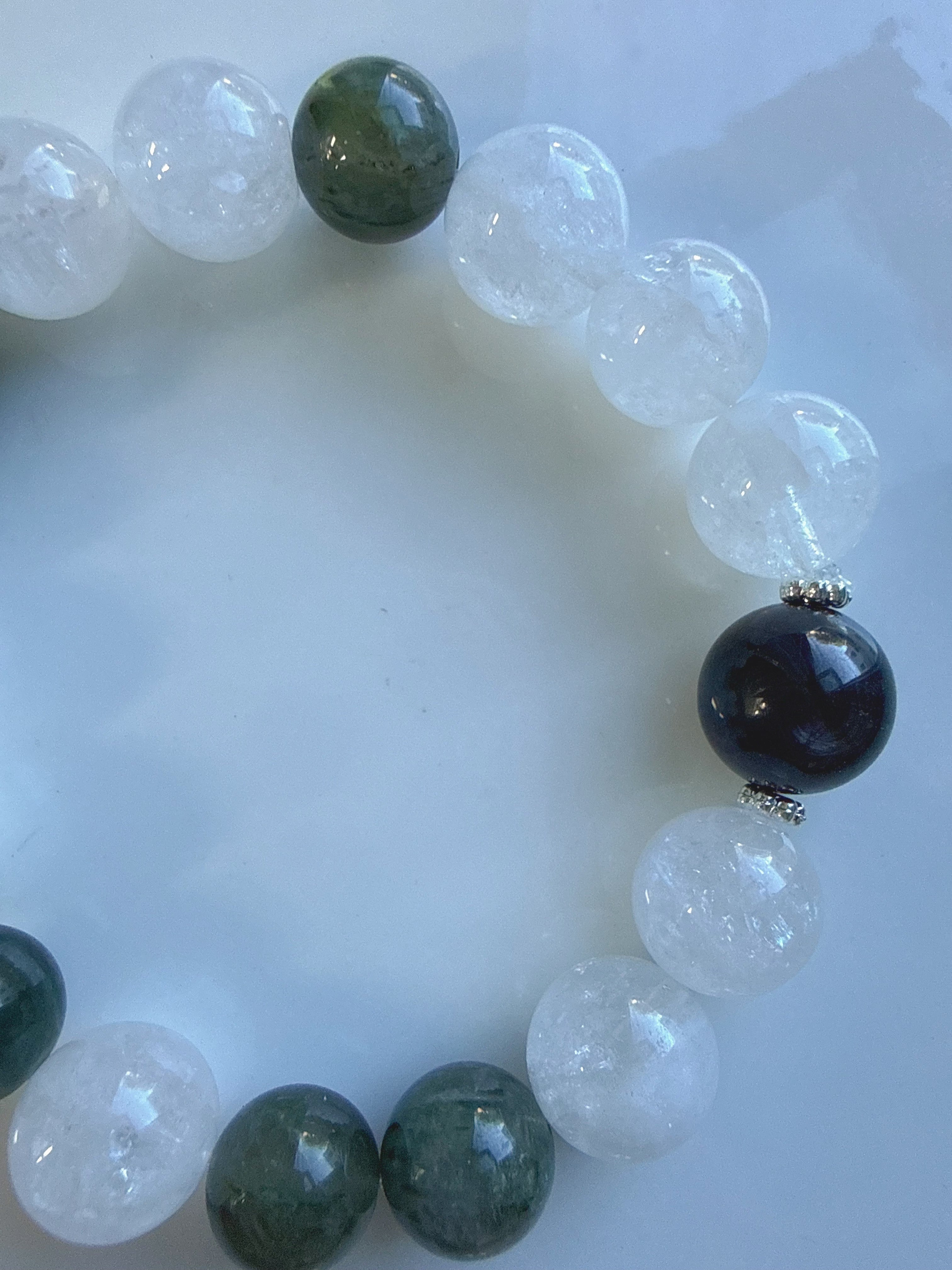 Green Rutilated & Azeztulite Bracelet – Growth & Prosperity