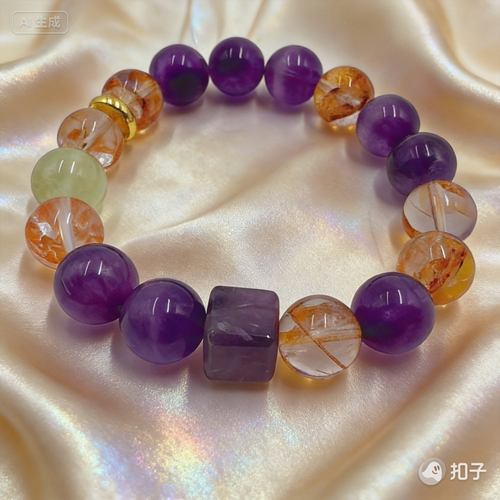 Amethyst & Red Rutilated Quartz Bracelet – Wealth & Confidence