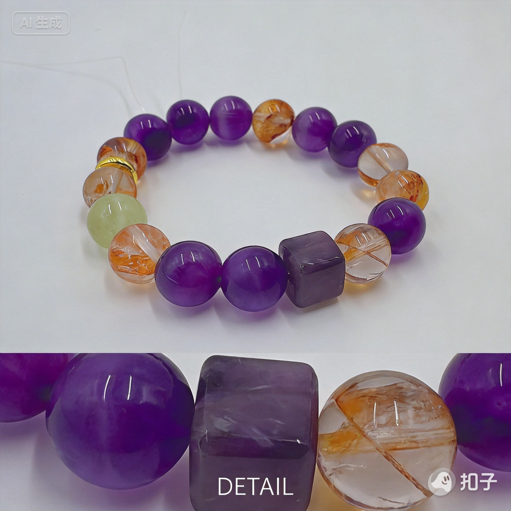 Amethyst & Red Rutilated Quartz Bracelet – Wealth & Confidence