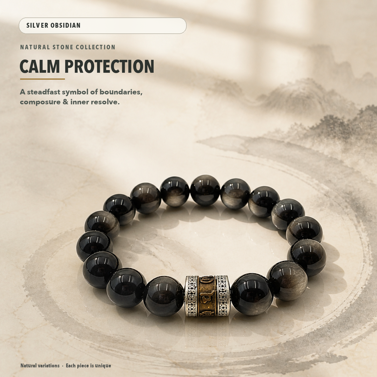 Silver Sheen Obsidian Bracelet – Protection & Calming Energy – crystal meaning