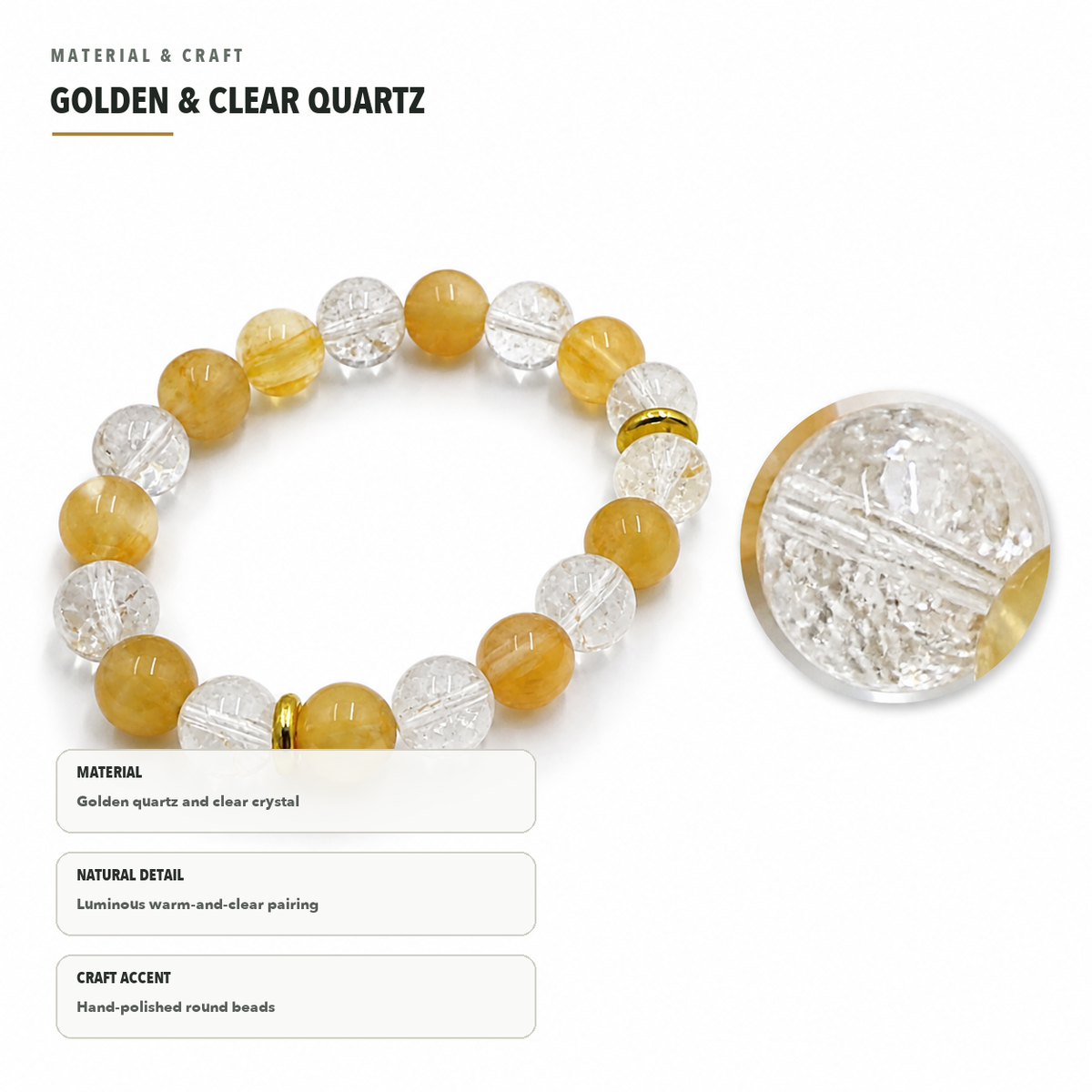 Yellow Fluorite & Aqua Aura Bracelet – Clarity & Spirit – material details