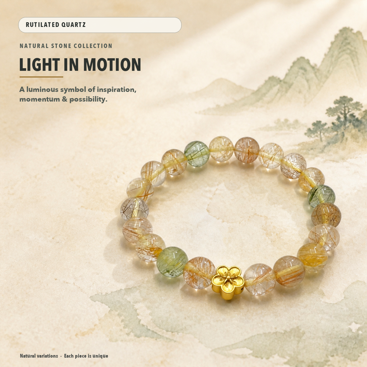 Rutilated Quartz Bracelet – Romance & Peach Blossom Luck – crystal meaning