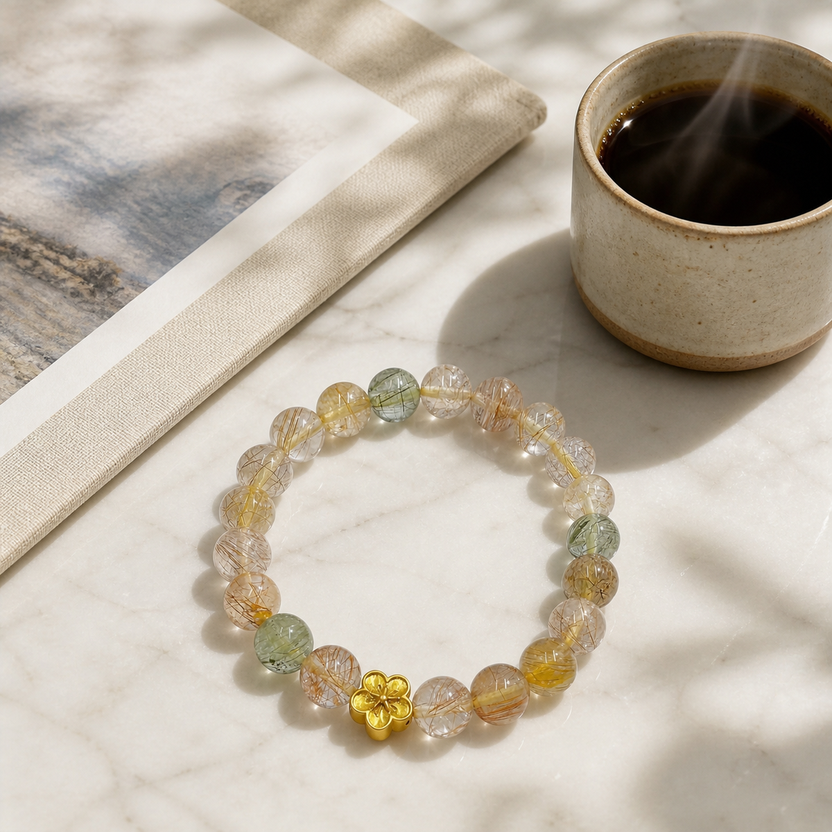 Rutilated Quartz Bracelet – Romance & Peach Blossom Luck – lifestyle scene