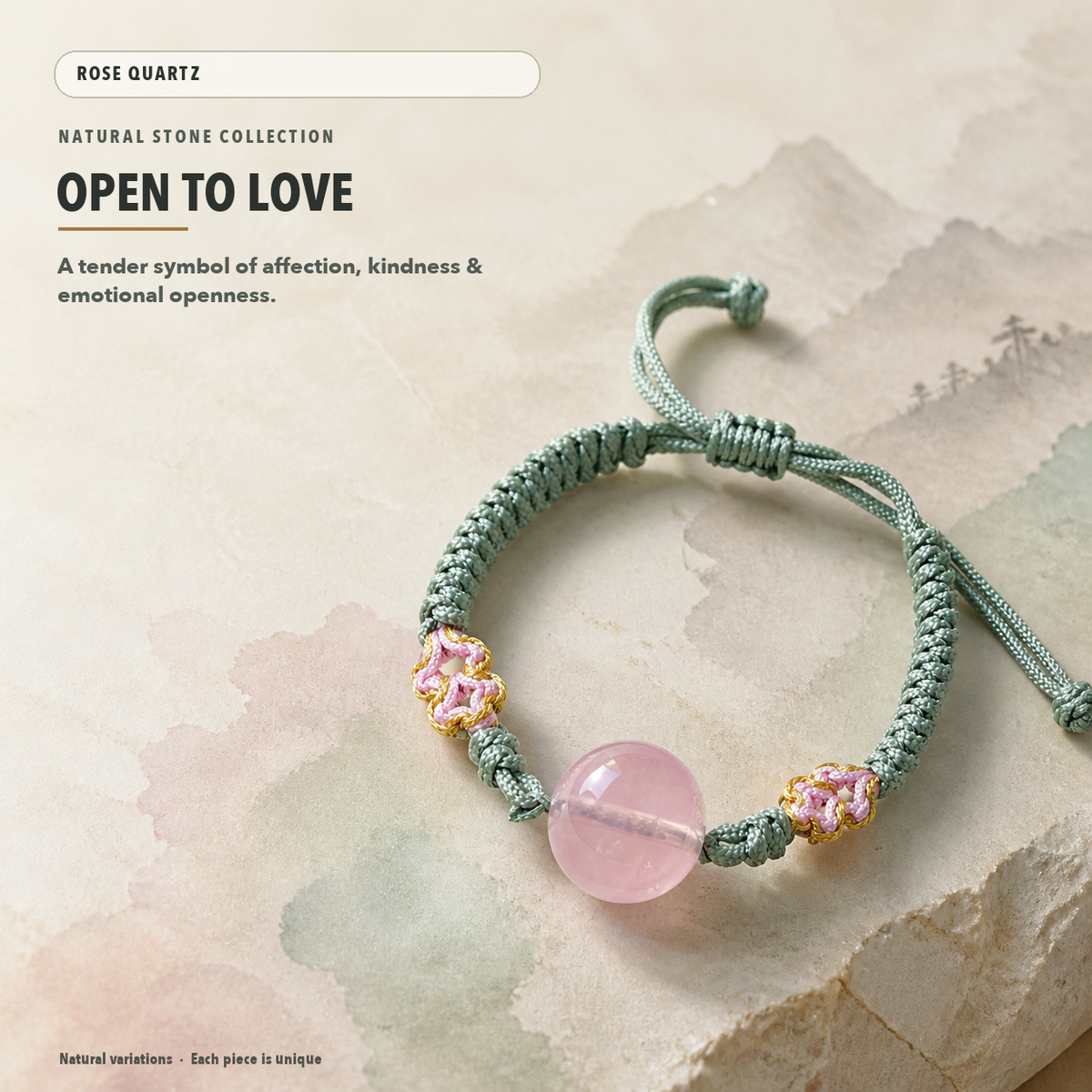 Rose Quartz Woven Bracelet – Self-Love & Romance – crystal meaning