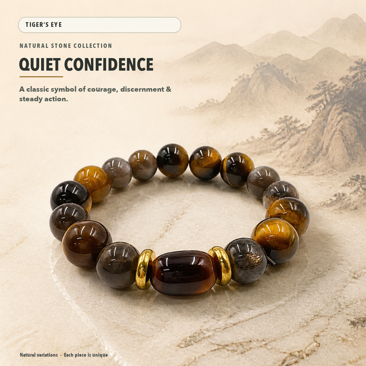 Tiger's Eye & Skeletal Quartz Bracelet – Insight & Power – crystal meaning
