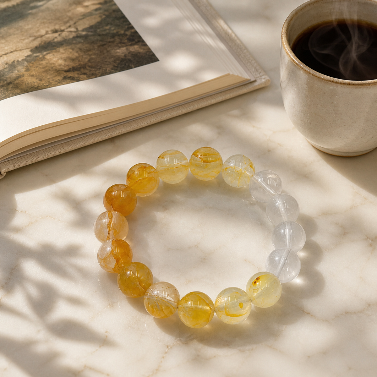 Yellow Hematoid Quartz Bracelet – Confidence & Warmth – lifestyle scene