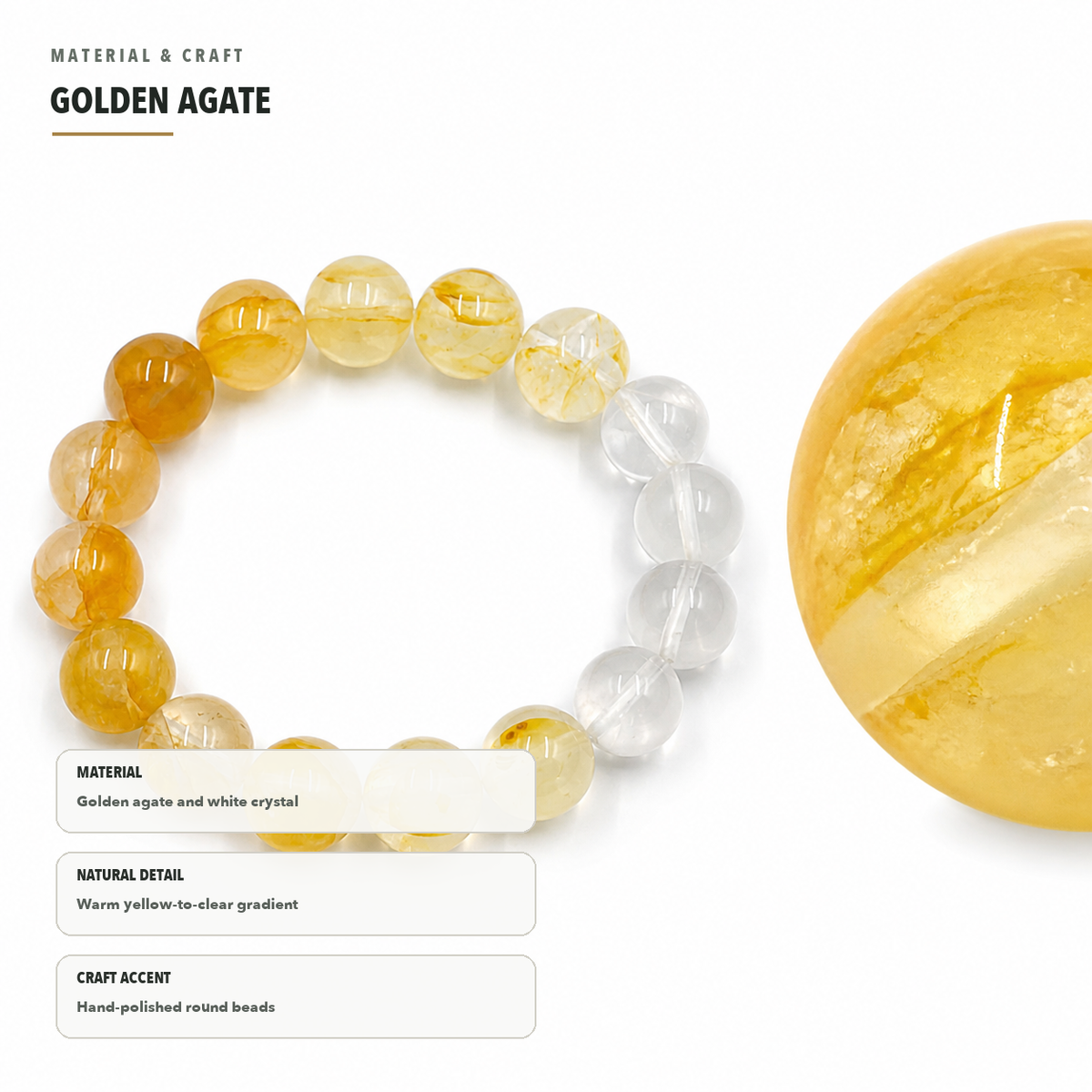 Yellow Hematoid Quartz Bracelet – Confidence & Warmth – material details