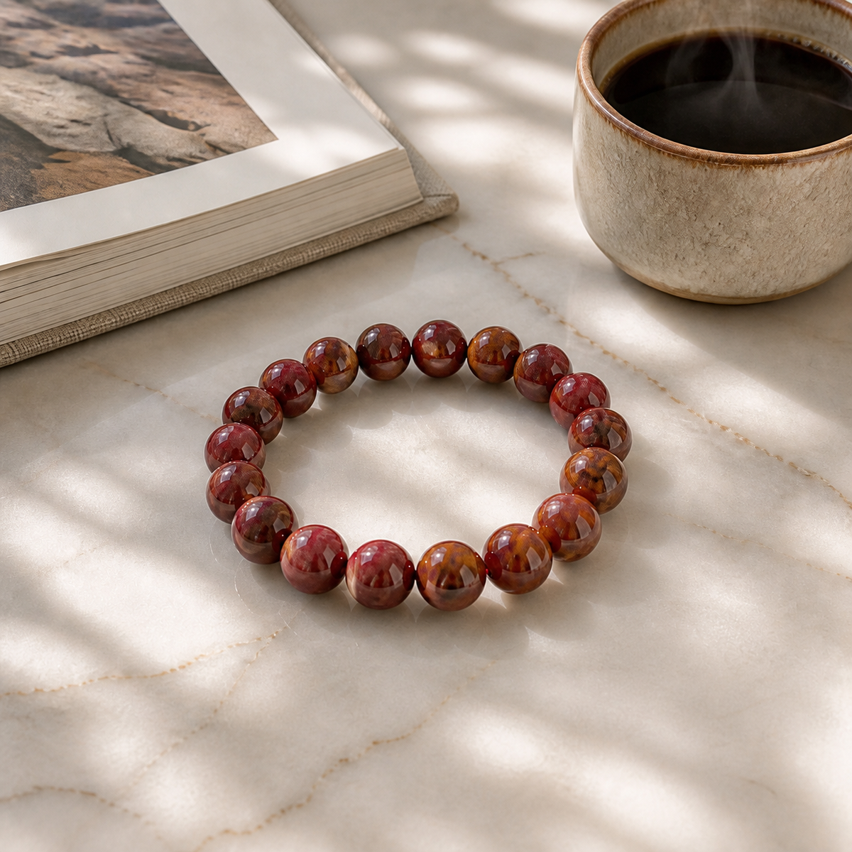 Rhodonite Bracelet – Emotional Strength & Healing – lifestyle scene