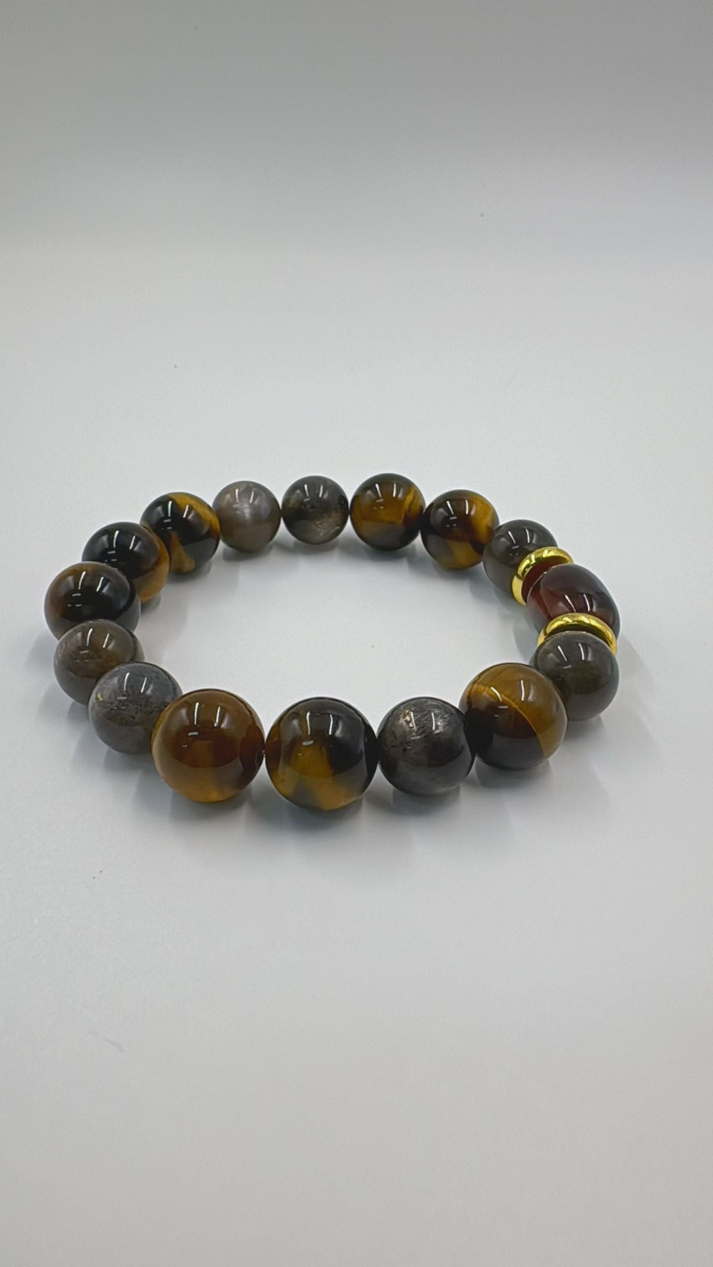Tiger's Eye & Skeletal Quartz Bracelet – Insight & Power